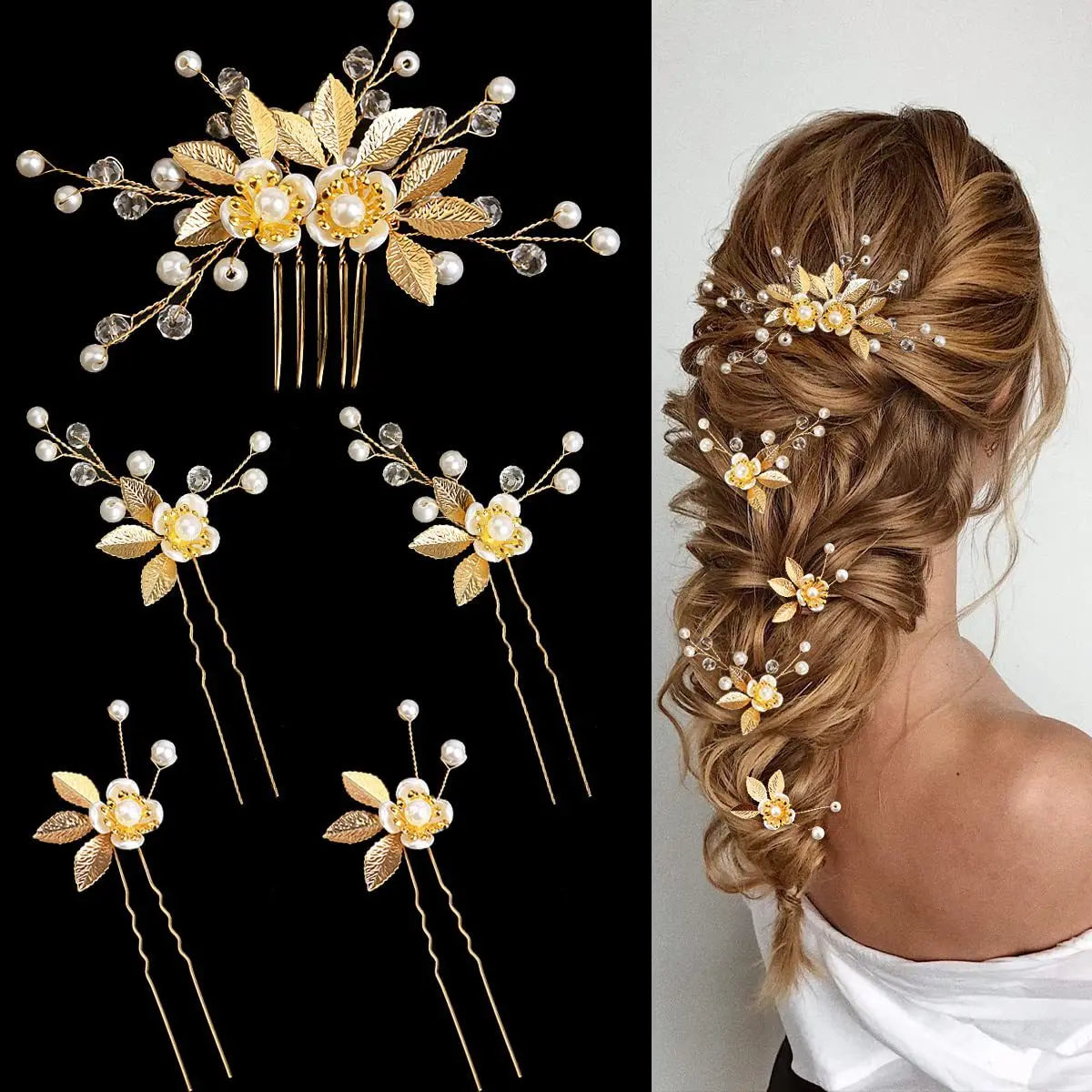 Peigne Perles Fleur