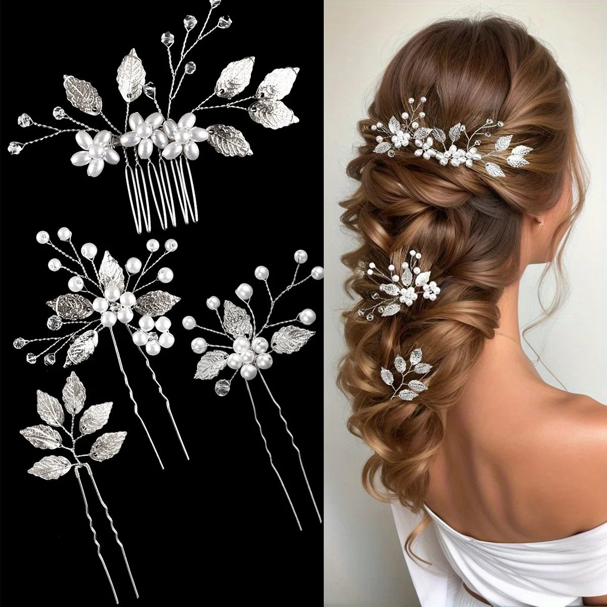 Peigne Perles Fleur